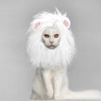 Onmygogo Lion Mane Wig for Cats, Funny Pet Cat Costumes for Halloween Christmas, Furry Pet Clothing Accessories (Size S, White)