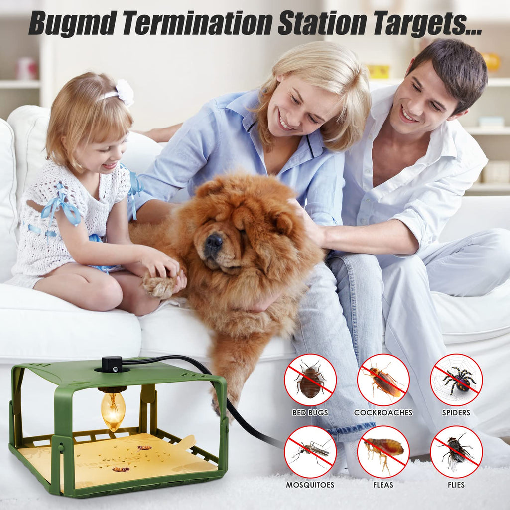 Flea Trap Indoor 2Pcs,Flea Strap Flea Killer Trap Pad Bed Bug Trap with 2 Glue Discs Odorless Non-Toxic flea Light Bulb for Inside Your Home Like Fleas,Flies,Mosquitoes,Gnats,Moths