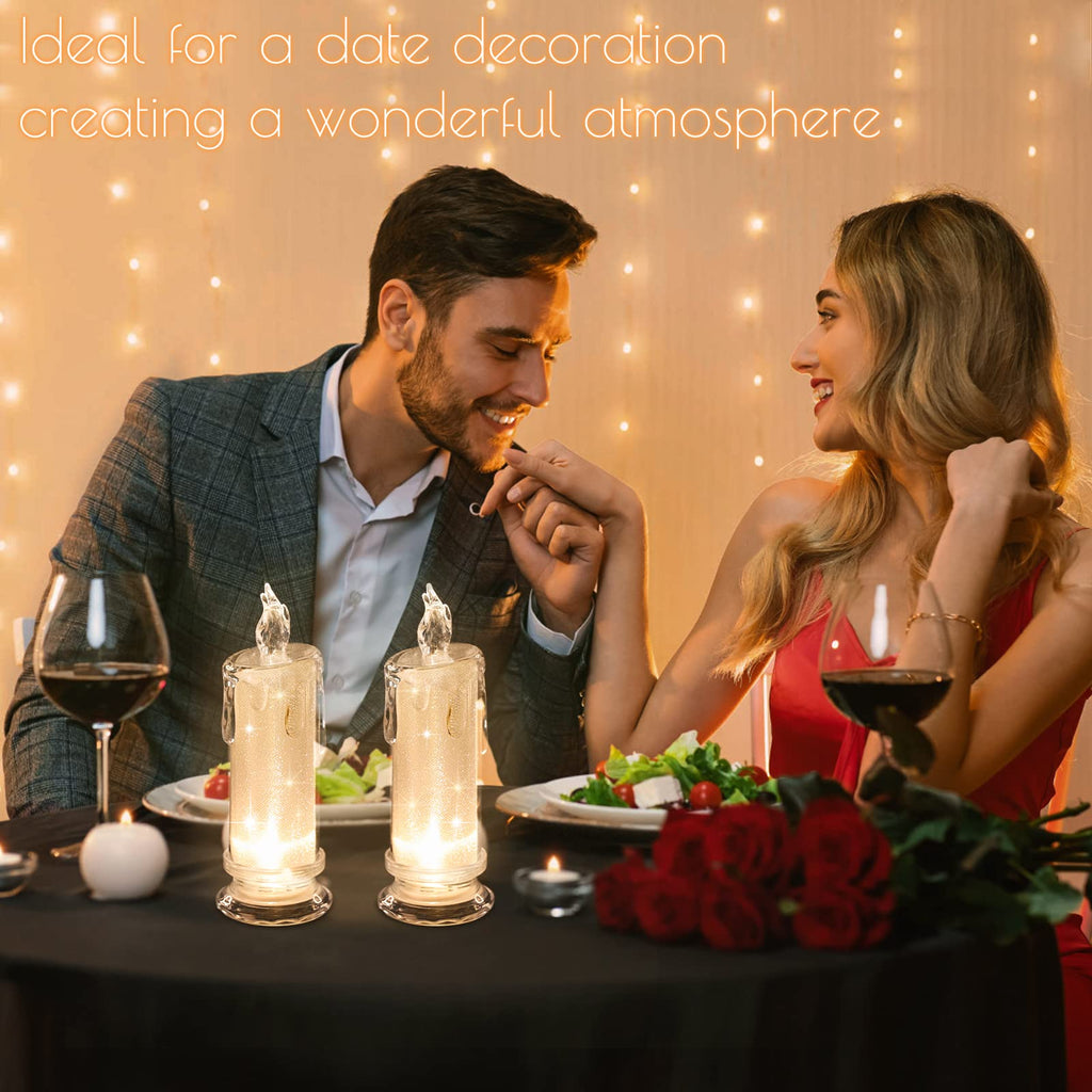4PCS White LED Candles (D:2.5" x H:7") ,Flameless Pillar Candles,Battery Operated Candles/Fake Candle, Velas Artificiales Para Decoracion for Valentine's Day Wedding Diwali Fall Christmas Decorations