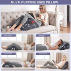MYLIFESION Knee Wedge Pillow, Leg Elevation Triangle Pillow for Post Surgery, Back Pain Relief, Bed Wedge Pillowcase for Sleeping with Removable Cover and Positive Energy Words