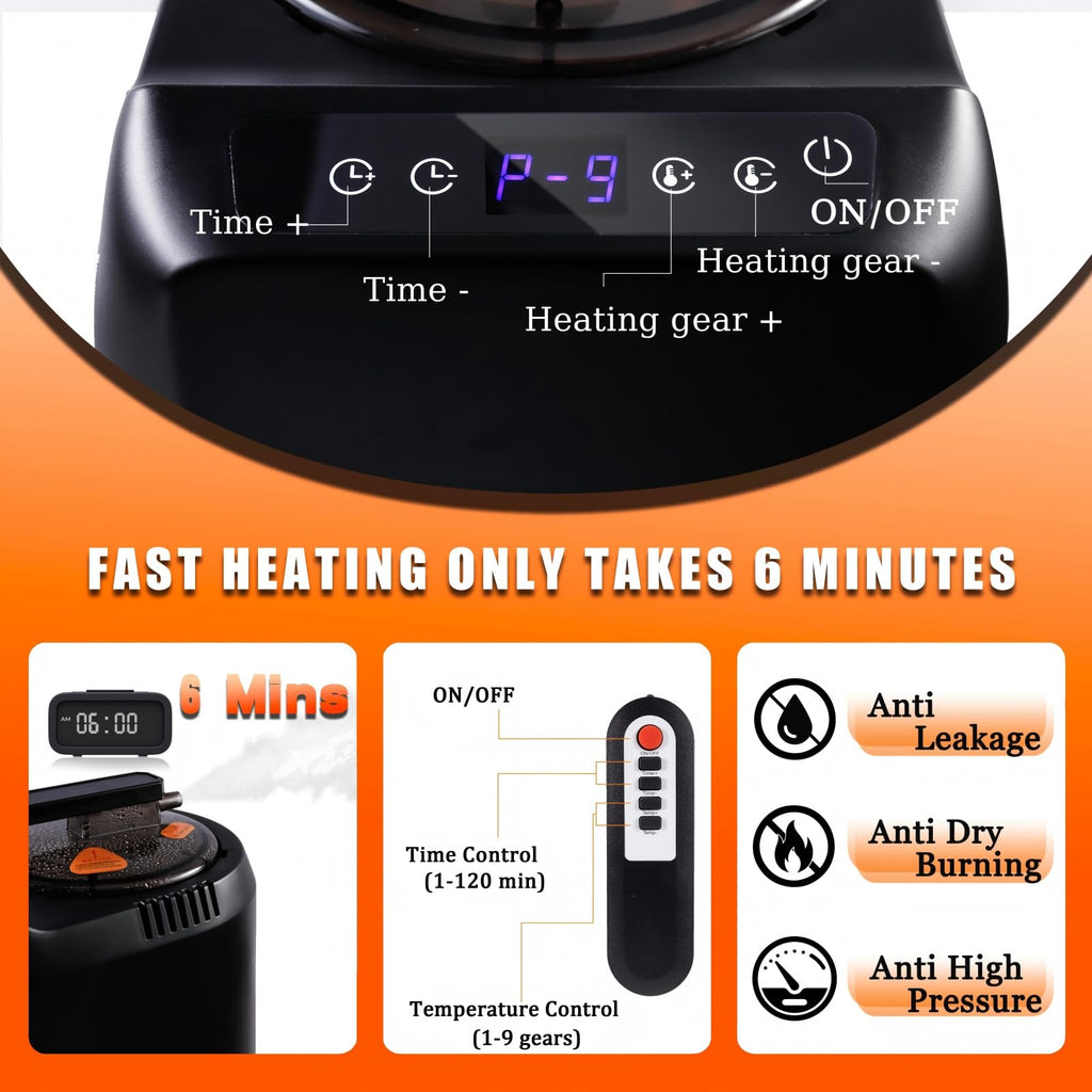 Portable Sauna Steamer Machine with Remote Control, 4L 1600W Upgrated Steam Generator for Sauna, 9 Levels, 120 MIN Timer, for Home Spa Sauna Accessories.
