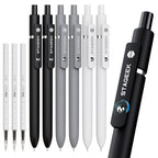 Black Gel Pens GX3, 6 Pcs Fine Point Smooth Writing Pens with 3 Extra Refills, Quick Dry Black Ink Pens for Journaling, Office, Note Taking, School Supplies, Nurse Aesthetic(Black Gray White)