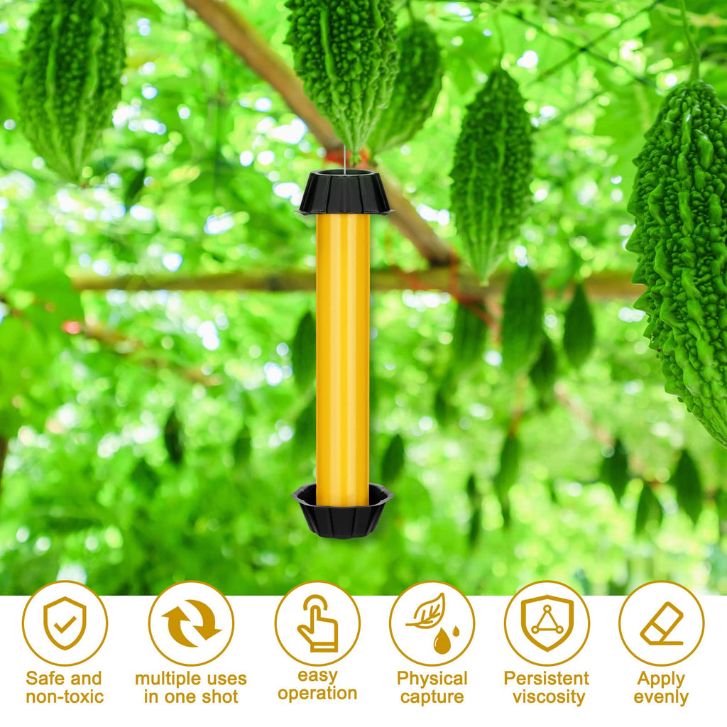 Fly Traps for Indoor Outdoor Hanging Fly Stick Sticky Mosquito Trap Fruit Fly Stick Trap Home Insect Fly Sticky Trap, 10 x 2.5 Inches (12 Pcs)