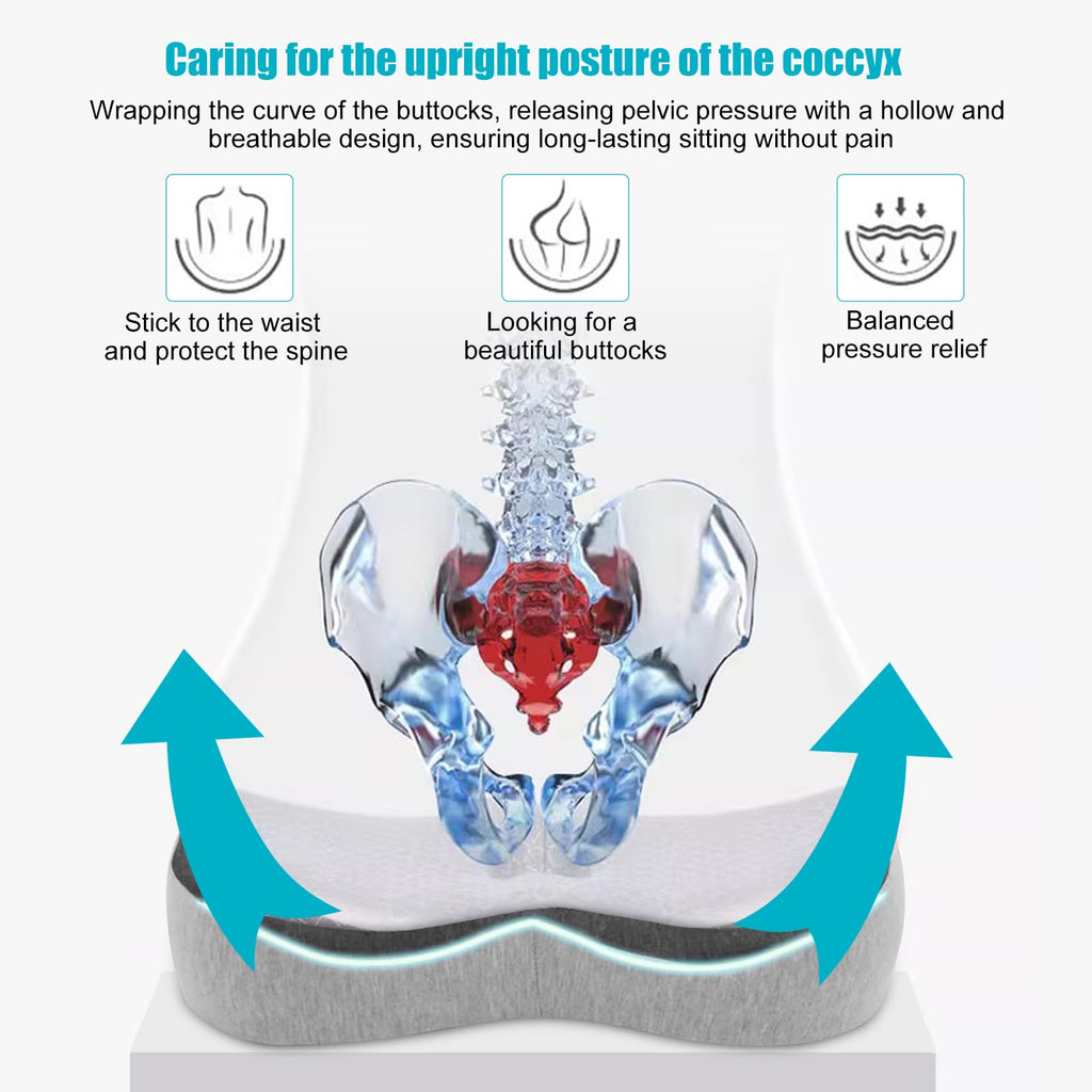 Karmadrenix Coccyx Seat Cushion, Sciatica Pain Relief Tailbone Cushion for Office Chair, Car Seat, and Home Seat, Office Chair Cushions for Back and Butt