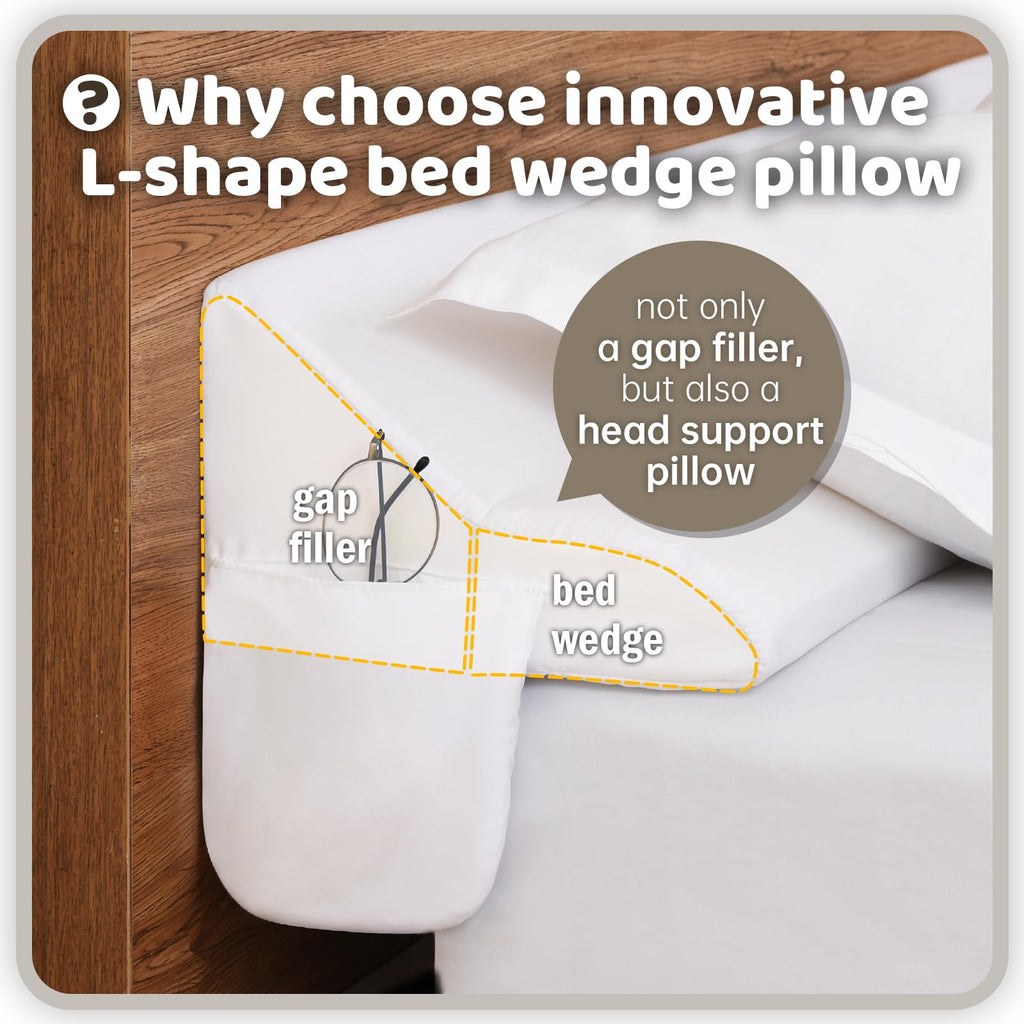Selectico King Size Bed Wedge Pillow for Headboard, Mattress Wedge Gap Filler for Better Sleep Height, Triangle Pillow Wedge Filling 0-5" Headboard Gap, Wedge Pillow for King Bed Headboard(76"x10"x6")