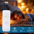 LPHUMEX Ceiling Fan Light Remote Control Kit with Ultra-Small Receiver – Ceiling Fan Speed, Timer & Light Control, Universal Compatibility for AC Motor Hunter/Honeywell/Hampton Bay/Other Ceiling Fans