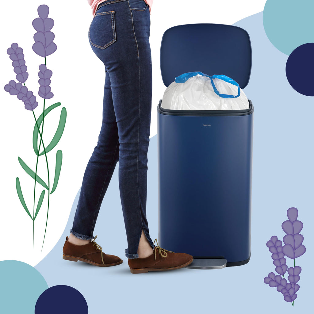 happimess HPM3101C-WHITE 13.2-Gallon Lavender Scented Drawstring Trash Can Liner, White (60-Count, 3-Packs of 20 Liners)