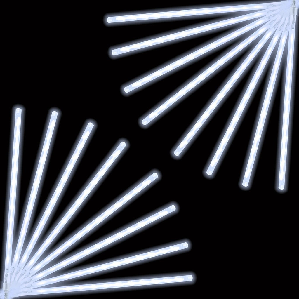 2-Pack Christmas Decorations Lights Outdoor, Total 384LED Meteor Shower Lights Rain Drop Lights 30cm 16 Tubes Indoor Outdoor Snow Cascading String Lights for Xmas Tree Roof Party Garden (Cool White)