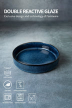 famiware Star 7.5" Pasta Bowls Set, Salad Bowl Set of 4, Double Reactive Glaze, Stackable, Perfect for Your Friend for Housewarming, Thanksgiving, Christmas, Nebulas Blue