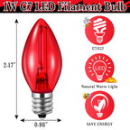 Enhon 2 Pack Accessory Cord with 1 LED Light Bulb, Blow Mold Light with C7 Lamp, Black Cord with On/Off Switch Plug, Christmas Village Light for Holiday Indoor Decor Craft Projects (Red)