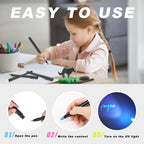 Daemson Invisible Ink Pen, Spy Pen with 6 PCS Mini UV LED Keychain Flashlight, Disappearing Ink Magic Pen with Black Light Markers for Secret Notes, Fit for Christmas Halloween Holiday Gifts (6 PCS)