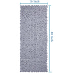 Webos Bath Shower Mat Non Slip: Extra Large Pebble Bathtub mat for Kids, Elderly, Anti Slip Shower Matt with Drain Holes Suction Cups Tub Mat - 16 X 40 Inch Grey