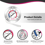 GOATACURA Vapor Capillary Refrigeration Thermometer, Stainless Steel Flanged Panel Mount, 2" Dial Size, 48" Capillary, -40-65 Deg F/-40-20 Deg C