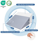 COOLBEBE Bed Wedge Pillow for Sleeping, 12" Elevated Wedge Pillow for Sleep Apnea with Washable Cover, 12Inch Foam Wedge Triangle Pad for Acid Reflux, Gerd, Snoring and After Surgery(Grey)