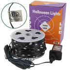 WATERGLIDE Extra Long 328 FT Halloween Lights, 1000 LED Outdoor Fairy String Lights, Green PVC Copper Wire Christmas Lights, Plug in 8 Modes & Waterproof for Tree Party Home Yard Decor, Orange