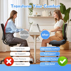 XL Pressure Relief Seat Cushion - Memory Foam Home, Car & Office Chair Cushion for Long Sitting Butt Pillow Tailbone Pain Relief Coccyx Sciatica Pillow for Hip & Back Pain