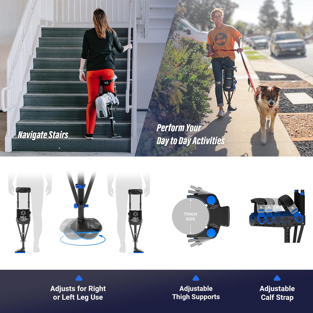 iWALK3.0 Hands Free Crutch - Pain Free Knee Crutch - Alternative to Crutches and Knee Scooters for Below the Knee Non-Weight Bearing Injuries Only - Review All Qualifications for Use Before Buying