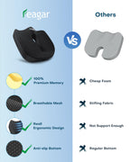 X Large Memory Foam Seat Cushions for Office Chairs Desk,20x18x4.7 Inch Thick,【Soft Cotton Surface】 Chair Cushion Tailbone Pain Relief Extra Dense Hip Sciatica Car Seat Cushion for Long Sitting Black