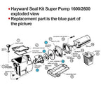 Replacement Hayward Super Pump Seal Kit for SP2600 SP1600 SP2600X 1600 1600X Fits Regular/X/VSP Models (Please Pay Attention to The Model When Purchasing)