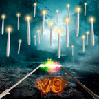 JOIONE Floating Candles with Wand, 20 Pack Halloween Flameless Candles Magic Hanging Taper Candles with 2 Wand Remotes, Battery Operated Candles for Halloween Christmas Birthday Party Decor White