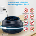 Ultrasonic Pest Repellent Plug-in, Electronic Mouse Traps & Insect Repellent, Pest Control for Rodent, Roach, Ant, Squirrel, Spider, Bugs, Mouse, Rat, Bat for Home, Office, Warehouse Black 1 Pack
