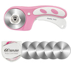 Headley Tools Rotary Cutter 60mm Upgraded with Bearing Design for Smoother and deeper cutting, Ergonomic Handle Rolling Cutter with Safety Lock for Fabric, Fabric, Leather, Crafting, Sewing, Pink
