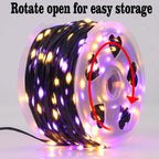 WATERGLIDE Extra Long 328FT Halloween Lights, 1000 LED Outdoor Fairy String Lights, Green PVC Copper Wire Christmas Lights, Plug in 8 Modes & Waterproof for Tree Party Home Yard Decor, Orange&Purple