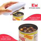 Kitchen Mama Auto Electric Can Opener Open Your Cans with A Simple Press of Button - Automatic, Hands Free, Smooth Edge, Food-Safe, Battery Operated, YES YOU CAN (White)