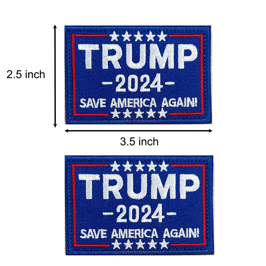 Harsgs 2PCS Trump Patch, Save American Again Hook & Loop Patch for Caps Bags Vests Military Uniforms