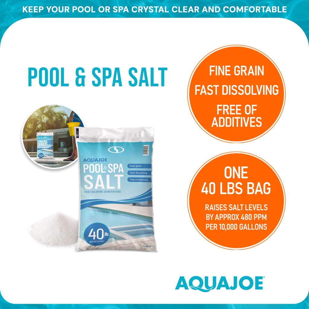 Aqua Joe 5 Pack 40 Lb Fast Dissolving Pool Spa Salt Chlorine Generators, AJ-PS40