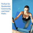 RESILIA Stay-Put Swimming Pool Ladder Mat - Non-Slip, Wide Ribbed, Protective Pad, 36 Inches x 36 Inches, 0.125 Inch Thick, Powder Blue, Made in USA
