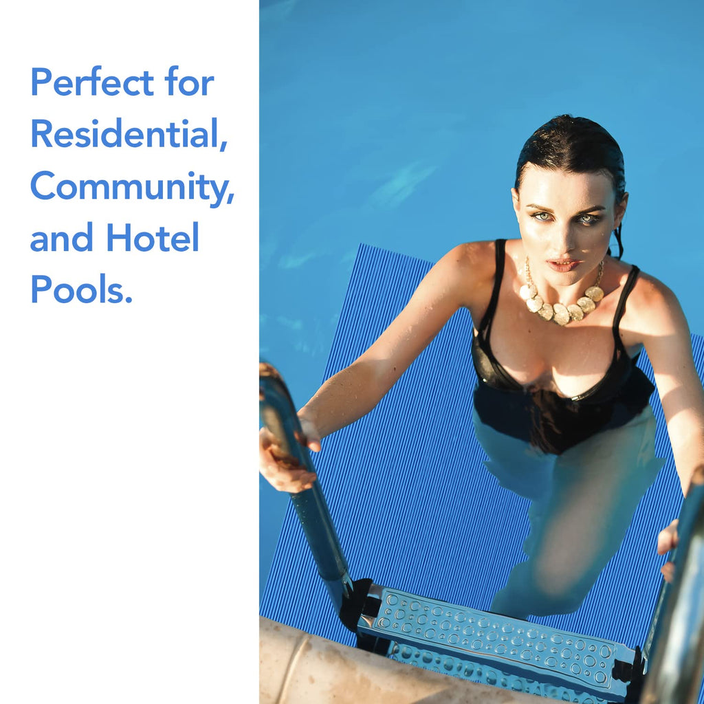RESILIA Stay-Put Swimming Pool Ladder Mat - Non-Slip, Wide Ribbed, Protective Pad, 36 Inches x 36 Inches, 0.125 Inch Thick, Royal Blue, Made in USA