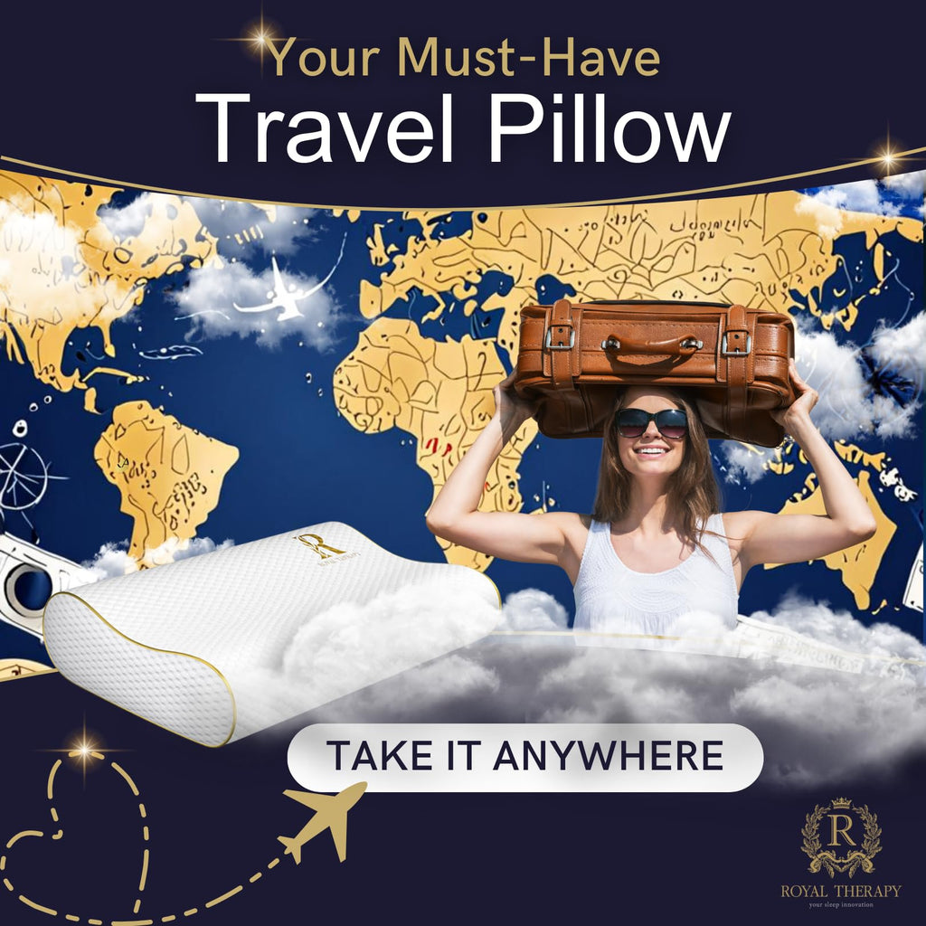 Royal Therapy Travel Memory Foam Pillow, Camping, Cervical Pillow for Pain, Contour Pillow, Shoulder Pain, Neck Pain Pillow