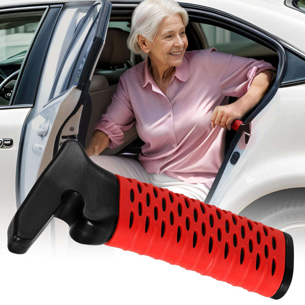 CAidRE Car Door Handle for Elderly, Car Handle Assist Support Handle, Portable Elderly Assistance Mobility Aids for Getting Out of Car, Auto Grab Cane for Seniors and Handicapped, Red