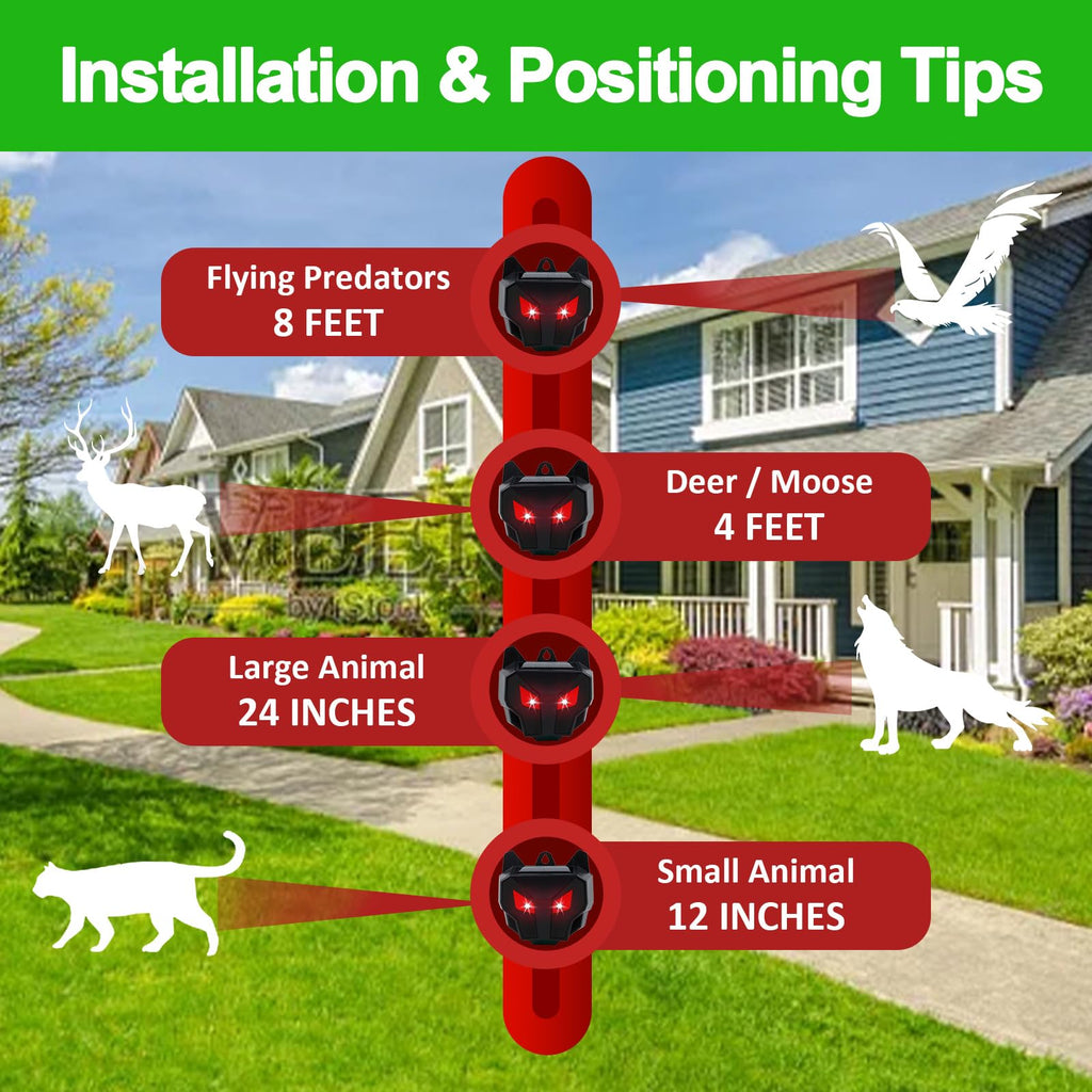 Defendy Coyote Deterrent,Solar Nocturnal Animal Repeller Predator Light Scare, Effective Repellent Device for Coyote, Deer, Fox, Raccoon, Skunk, for Chicken Coop, Farm, Yard, Garden (2 Packs)