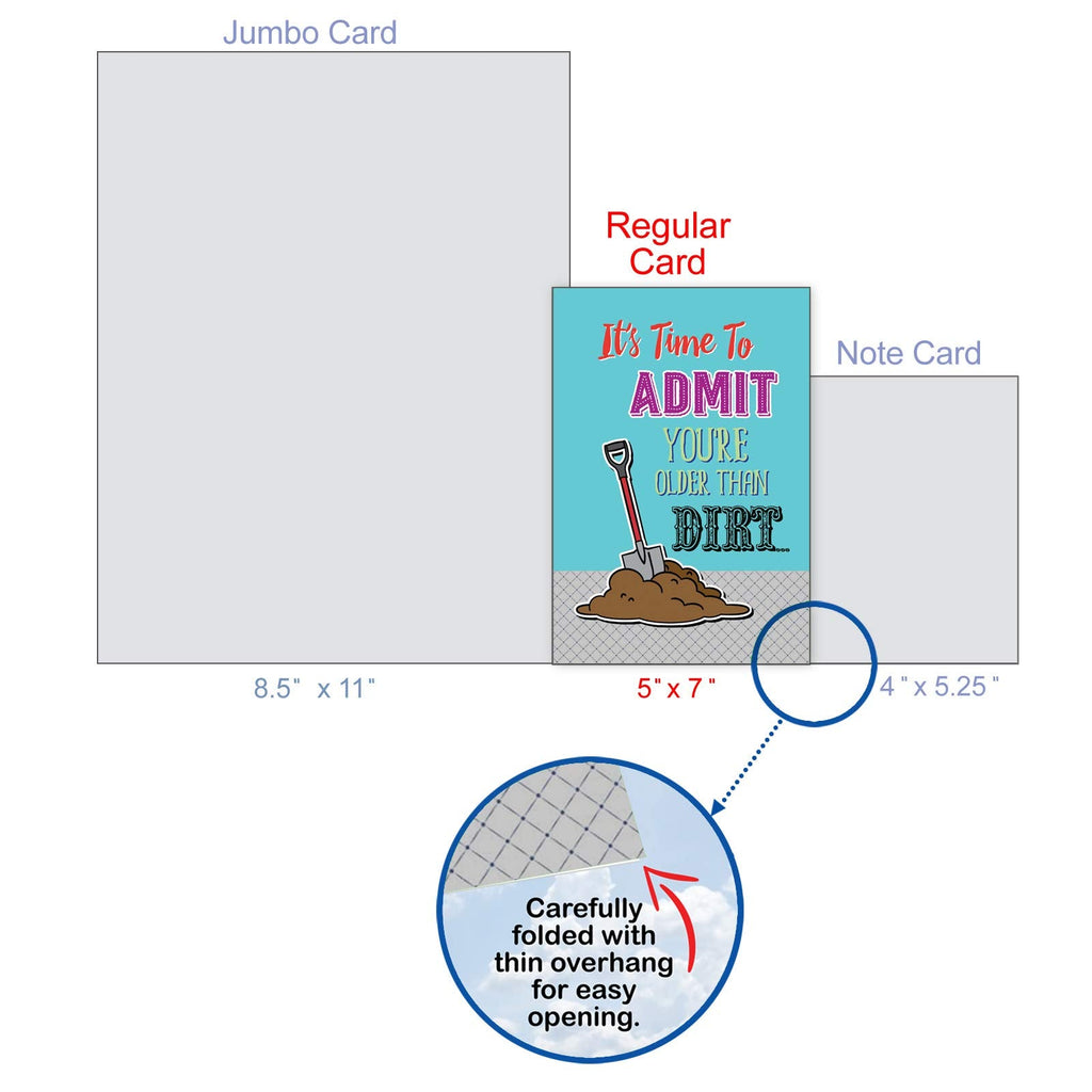 NobleWorks - Funny Happy Birthday Card with Envelope - Congrats Greeting Card for Elderly, Birthday Fun - Older than Dirt C6879BDG