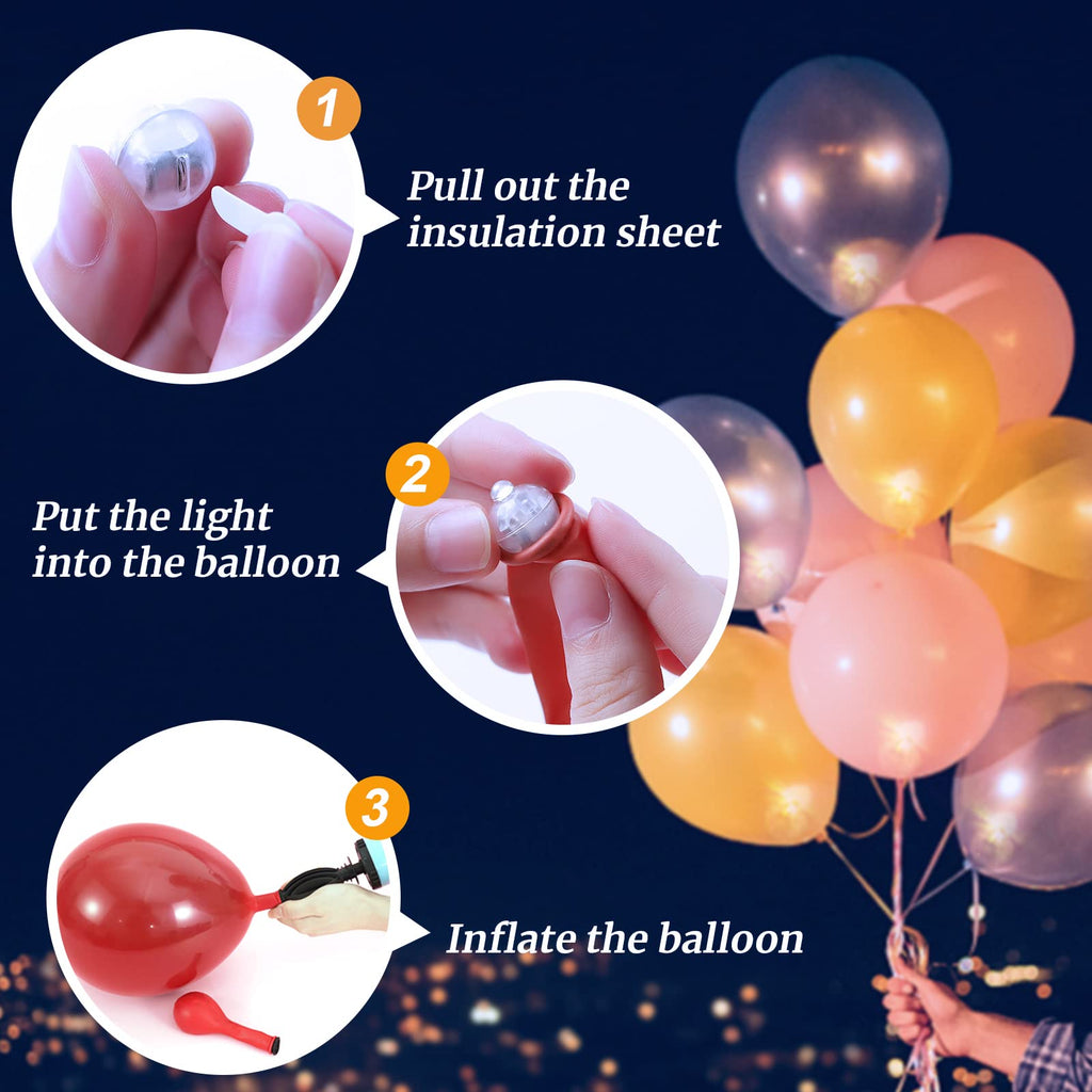 ZGWJ 100PCs Mini Led Lights, Led Balloons Light for Party Decorations Neon Party Lights for Paper Lantern Easter Eggs Birthday Party Wedding Halloween Christmas Decoration(Glow steadily White)