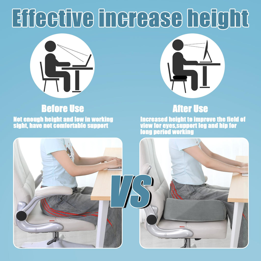 HOMBYS Extra Thick Seat Cushions for Office Chair,Adult Booster Seat for Car,Memory Foam Car Cushion for Height,Chair Cushions for Elderly Wheelchair,Desk Chair Seat Cushion (Dark Grey)