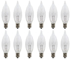 Creative Hobbies® Replacement Light Bulbs for Electric Candle Lamps, Flame Tip Bulbs for Window Candles, Chandeliers - 7 Watt - 120 Volt - E12 Candelabra- Pack of 12