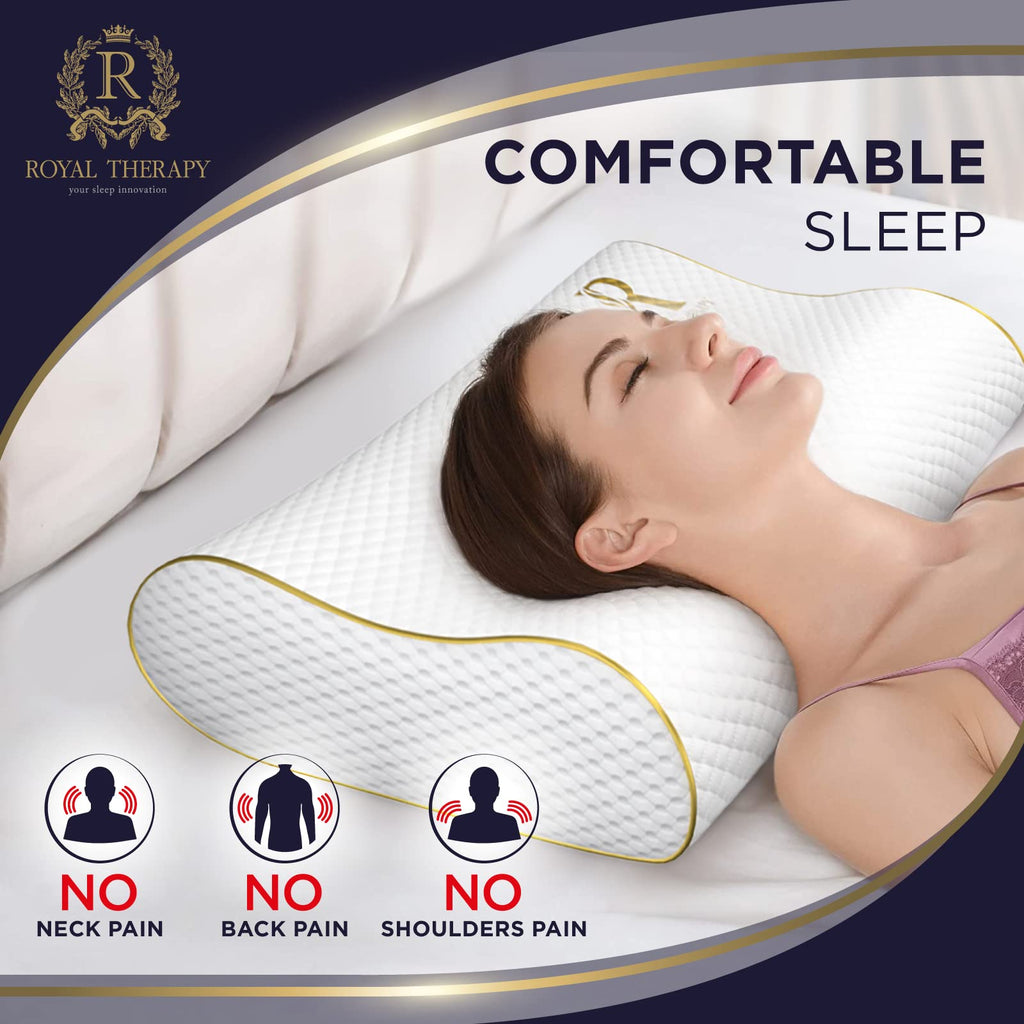 Royal Therapy Travel Memory Foam Pillow, Camping, Cervical Pillow for Pain, Contour Pillow, Shoulder Pain, Neck Pain Pillow