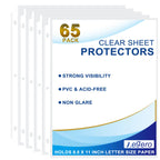 65 Pack Clear Sheet Protectors, 8.5 x 11 inch Page Protectors for 3 Ring Binder,Top Loading Paper Protector for Documents and Photos,Letter Size