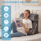 MEGCXIT 3PCS Bed Wedge Pillow for Headboard, 10-in-1 Adjustable Foam Wedge Pillow for Acid Reflux Relief, 23” Wide Triangle Pillow Wedge for Post Surgery, Back Pain Relief & Snoring, Grey