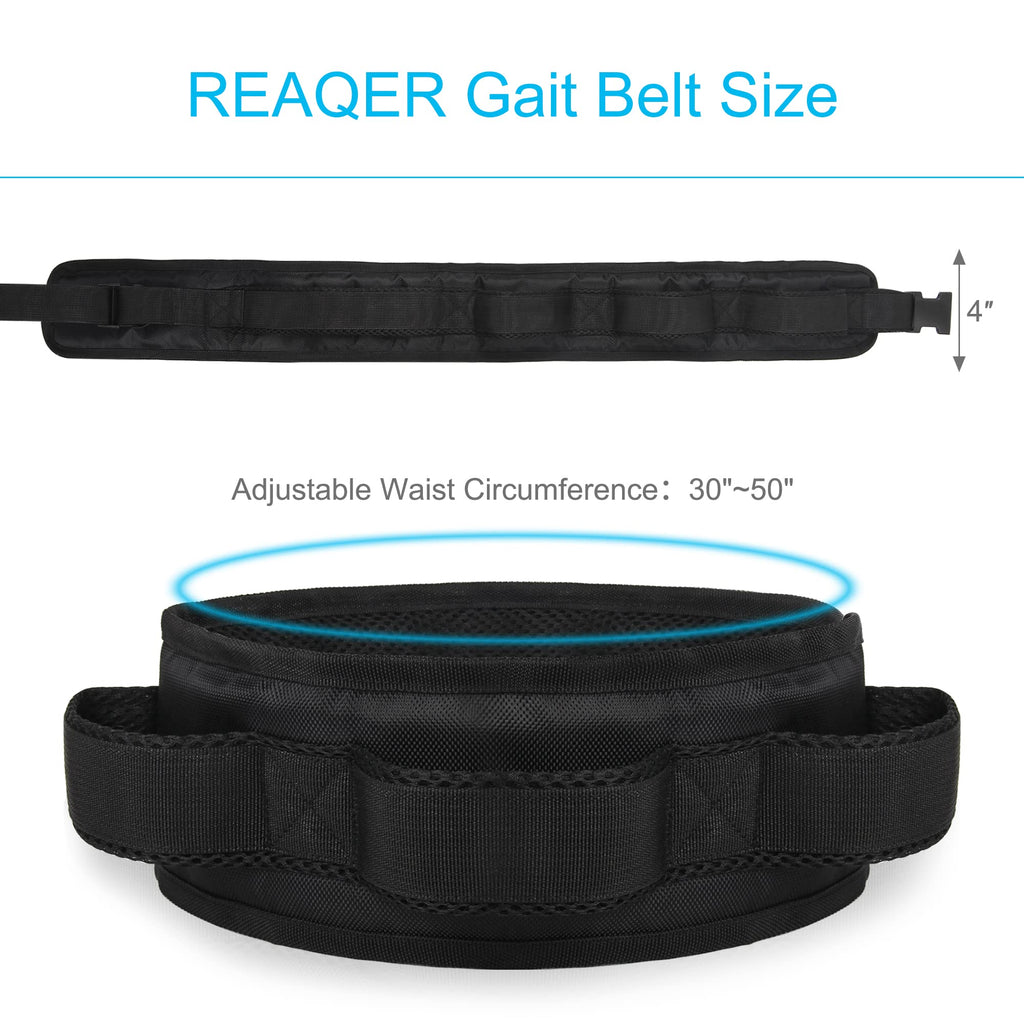 REAQER Gait Belt Transfer Belts for Lifting Seniors Walking and Standing Assist Aid for Bariatric, Elderly, Handicap, Occupational & Physical TherapyCaregiver Nurse Therapist