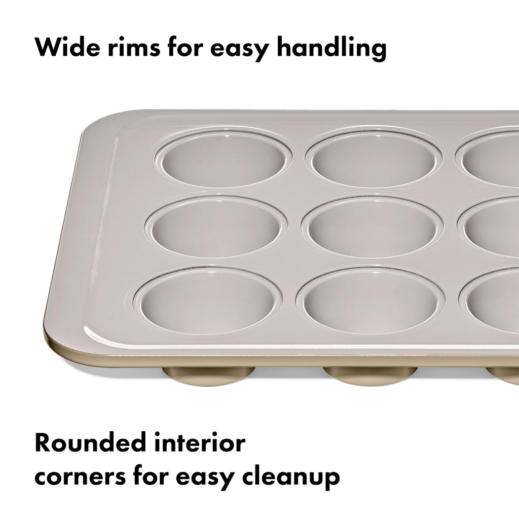 OXO Good Grips Non-Stick Pro Ceramic Coated Metal Bakeware 12 Cup Muffin Pan – Biscuit