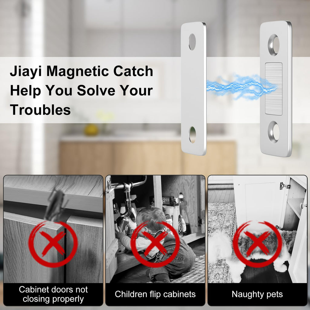 Cabinet Magnetic Catch 4 Pack Ultra Thin Cabinet Door Magnetic Catch for Drawer Magnets Adhesive Cabinet Latch Magnetic Closures for Kitchen Closet Door Closing Magnetic Door Catch Closer