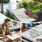 Mofuny Mixed Media Sketchbook 11x14, 50 Sheets - 110lb/180gsm Thick Paper for Painting | Mixed Media Pad & Water Color Sketch Books for Adults, Teens & Painting Supplies for Artists.