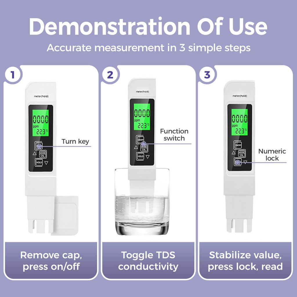4 in 1 TDS Meter Digital Water Tester for Drinking Water, All New 2025 Portable Water Quality Tester with EC Temp Color Display, PPM Meter Water Tester for Aquarium Hydroponics Tap Water (White)