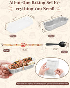 YQER 100 Pack Mini Loaf Pans with Lids, Spoons & Stickers – Disposable Aluminum Foil Baking Cake Containers for Oven, Air Fryer & Freezer – Ideal for Cakes, Bread, Pudding, Parties & Gifting, Sliver