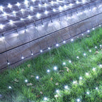 iBaycon Solar Christmas Net Lights, 5ft × 5ft Net Mesh Lights with 8 Modes and Timer,Waterproof Solar Bush Lights for Xmas Trees, Party, Garden, Wedding, Outdoor Decorations (White)