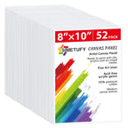 Simetufy Canvas Boards for Painting 52 Pack 8 x 10 Inch Blank Flat Canvas Panels 100% Cotton Pre-Primed for Acrylic & Oil Paint, Art Supplies for Kids & Adults
